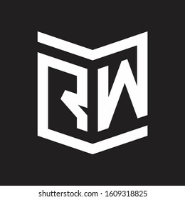 RW Logo Emblem Monogram With Shield Style Design Template Isolated On Black Background