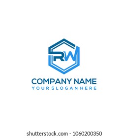 RW logo letter initial, Abstract polygonal Background Logo,