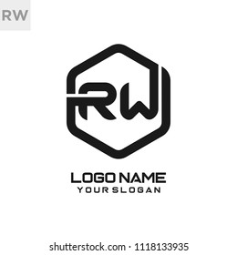RW logo letter initial, Abstract polygonal Background Logo,
