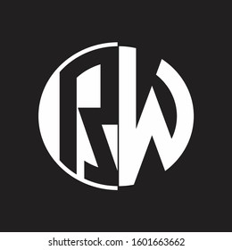 RW Logo monogram with Negative space style design tempate