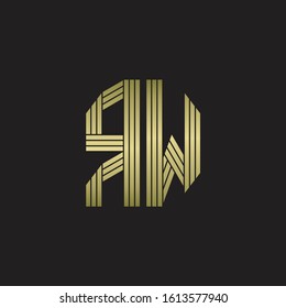 RW Logo monogram outline style linked isolated with gold colors