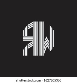 RW Logo monogram with outline style linked isolated on black background