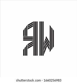RW-Logo-Monogramm-Umriss-Stil einzeln auf weißem Hintergrund
