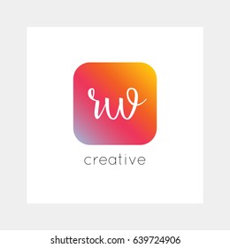 RW logo, vector. Useful as branding, app icon, alphabet combination, clip-art.