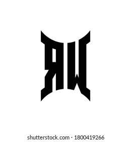 RW monogram logo with curved side design template