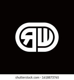 RW monogram logo with an oval style on a black background