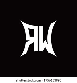 RW monogram logo with sharped shape design template isolated on black background