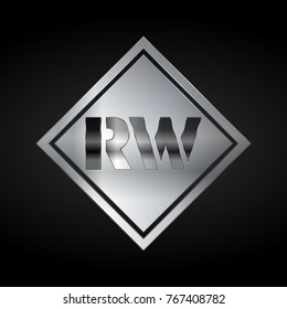 RW Monogram, Silver Logo, Metal Logo, Luxury, Elegant, Abstract, square