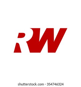 RW negative space letter logo red