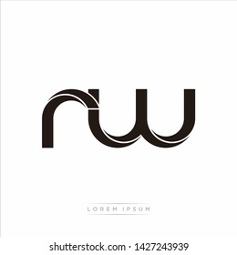 rw r w Initial Letter Split Lowercase Modern Monogram linked outline rounded logo
