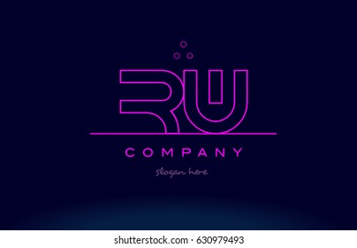 rw r w letter alphabet text pink purple dots contour line creative company logo vector icon design template