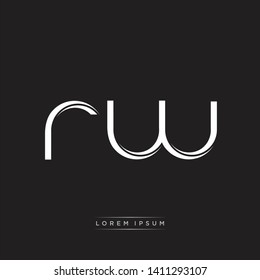 rw r w logo Initial Letter Split Lowercase Modern Isolated on Black White