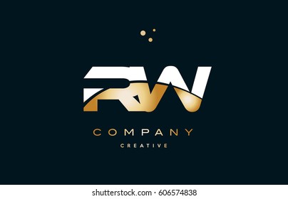 rw r w  white yellow gold golden metal metallic luxury alphabet company letter logo design vector icon template