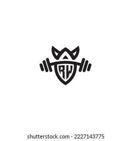 RW simple line fitness gym concept in high quality professional design that will print well across any print media