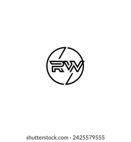 RW simple outline concept logo and circle of initial design black and white background