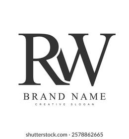 RW trendy logotype template. Initial letter r and w classic font style. Creative logo for company name or identity. Vector illustration.