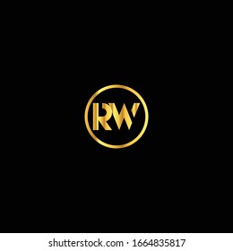 RW unique letter vector logo design with gold color.