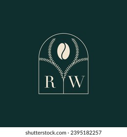 RW Unique and simple logo design combination of letters and coffee bean