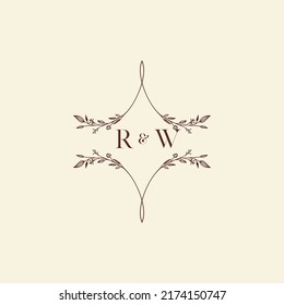 RW wedding initial logo letters in high quality professional design that will print well across any print media