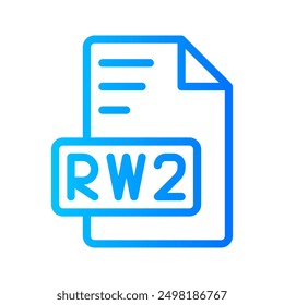 Rw2 Document file picture gradient icon. format file type icons symbol, Extension, type data, vector illustration.