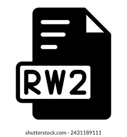 Rw2 Icon Glyph design. image extension format file type icon. vector illustration