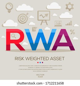 RWA mean (risk weighted asset) ,letters and icons,Vector illustration.