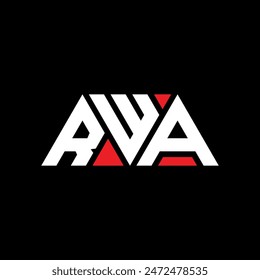 RWA triangle letter logo design with triangle shape. RWA triangle logo design monogram. RWA triangle vector logo template with red color. RWA triangular logo Simple, Elegant, and Luxurious design.