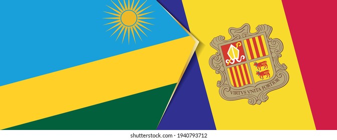 Rwanda and Andorra flags, two vector flags symbol of relationship or confrontation.