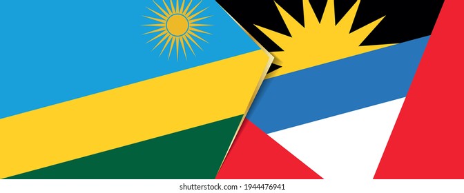 Ruanda und Antigua und Barbuda Flaggen, zwei Vektorflaggen Symbol für Beziehung oder Konfrontation.