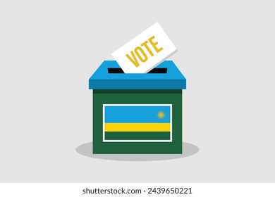 Rwanda Ballot Box Flat and minimalist vector illustration concept. Vote Conceptual Art. Elections.