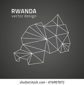 Rwanda black vector perspective contour map