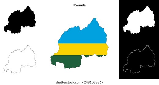 Conjunto de mapas esquemáticos en blanco de Ruanda