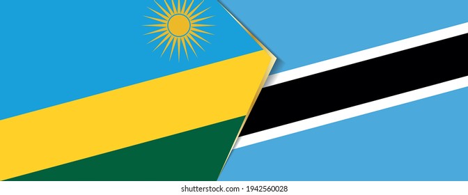 Rwanda and Botswana flags, two vector flags symbol of relationship or confrontation.