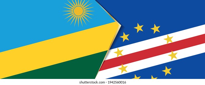 Rwanda and Cape Verde flags, two vector flags symbol of relationship or confrontation.