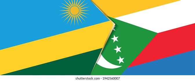 Rwanda and Comoros flags, two vector flags symbol of relationship or confrontation.