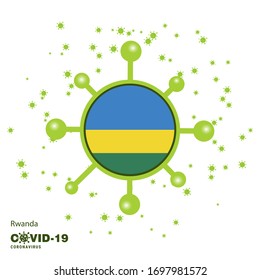 Rwanda Coronavius Flag Awareness Background. Stay home, Stay Healthy. Take care of your own health. Pray for Country