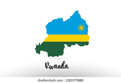 Rwanda country flag inside country border map design suitable for a logo icon design