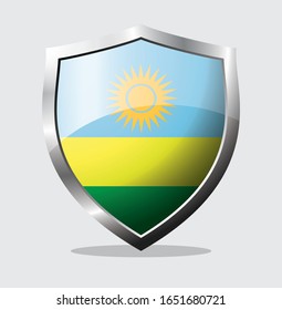rwanda country flag shield icon with white background