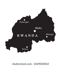 Mapa del país de Ruanda, fondo de diseño de ilustración vectorial
