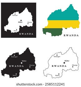 Rwanda country map, vector illustration design background