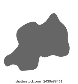Rwanda country simplified map. Grey stylish smooth map. Vector icons isolated on white background.