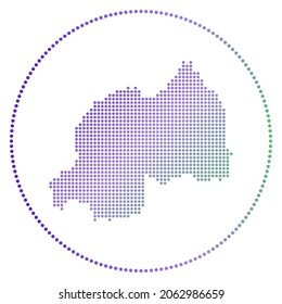 Rwanda Digital Badge. Dotted Style Map Of Rwanda In Circle. Tech Icon Of The Country With Gradiented Dots. Captivating Vector Illustration.