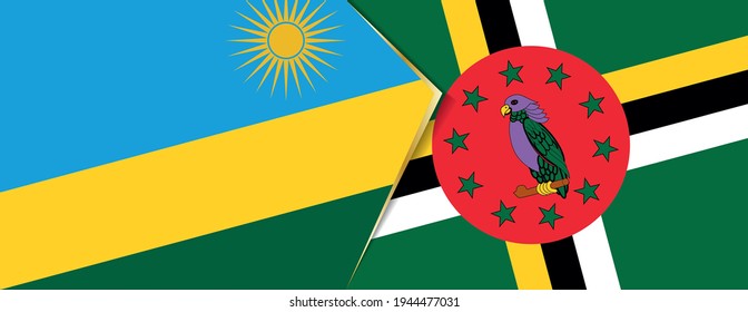 Banderas de Ruanda y Dominica, dos banderas vectoriales símbolo de relación o enfrentamiento.