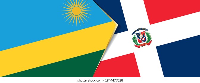 Ruanda und die Dominikanische Republik Flaggen, zwei Vektorfahnen Symbol für Beziehung oder Konfrontation.