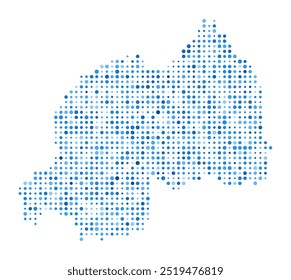 Rwanda Dot Map. Country Digital Style Shape. Rwanda vector image. Country shape blue circular dots. Amazing vector illustration.