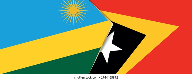Banderas de Rwanda y Timor Oriental, dos banderas vectoriales símbolo de relación o enfrentamiento.