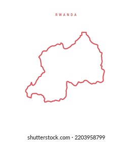 Rwanda editable outline map. Rwandan red border. Country name. Adjust line weight. Change to any color. Vector illustration.