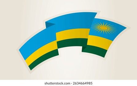 Rwanda Flag in Abstract Ribbon Shape, National Symbol of the Rwanda. This vector is ideal for use in national events, Independence Day, international sports competitions.