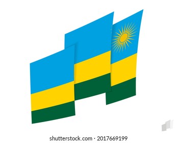 Rwanda flag in an abstract ripped design. Modern design of the Rwanda flag. Vector icon.