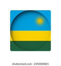 Rwanda flag - behind the cut circle paper hole with inner shadow.